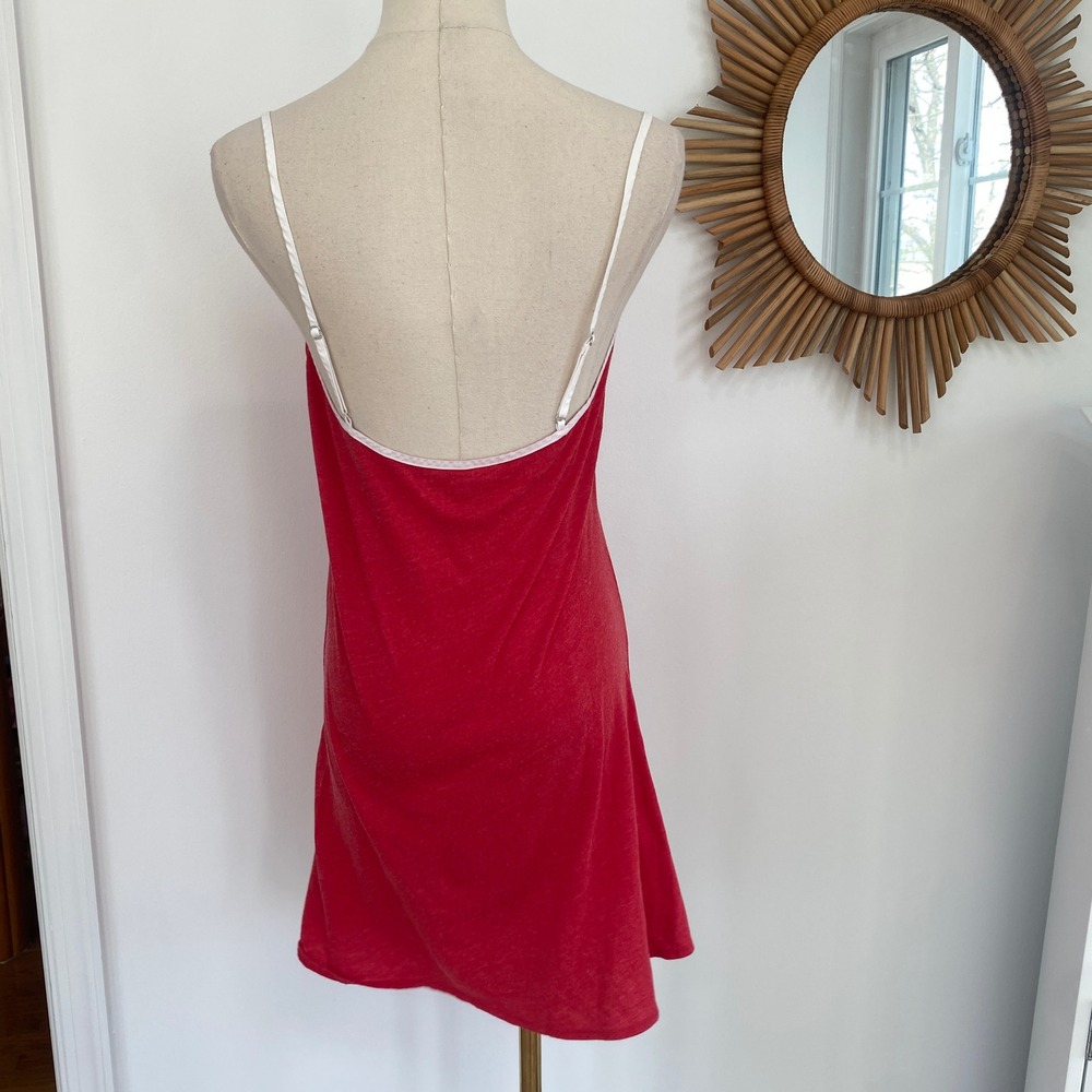 Victoria's Secret Red White Trim Cami Mini Dress Loungewear Coquette M - Picture 5 of 12